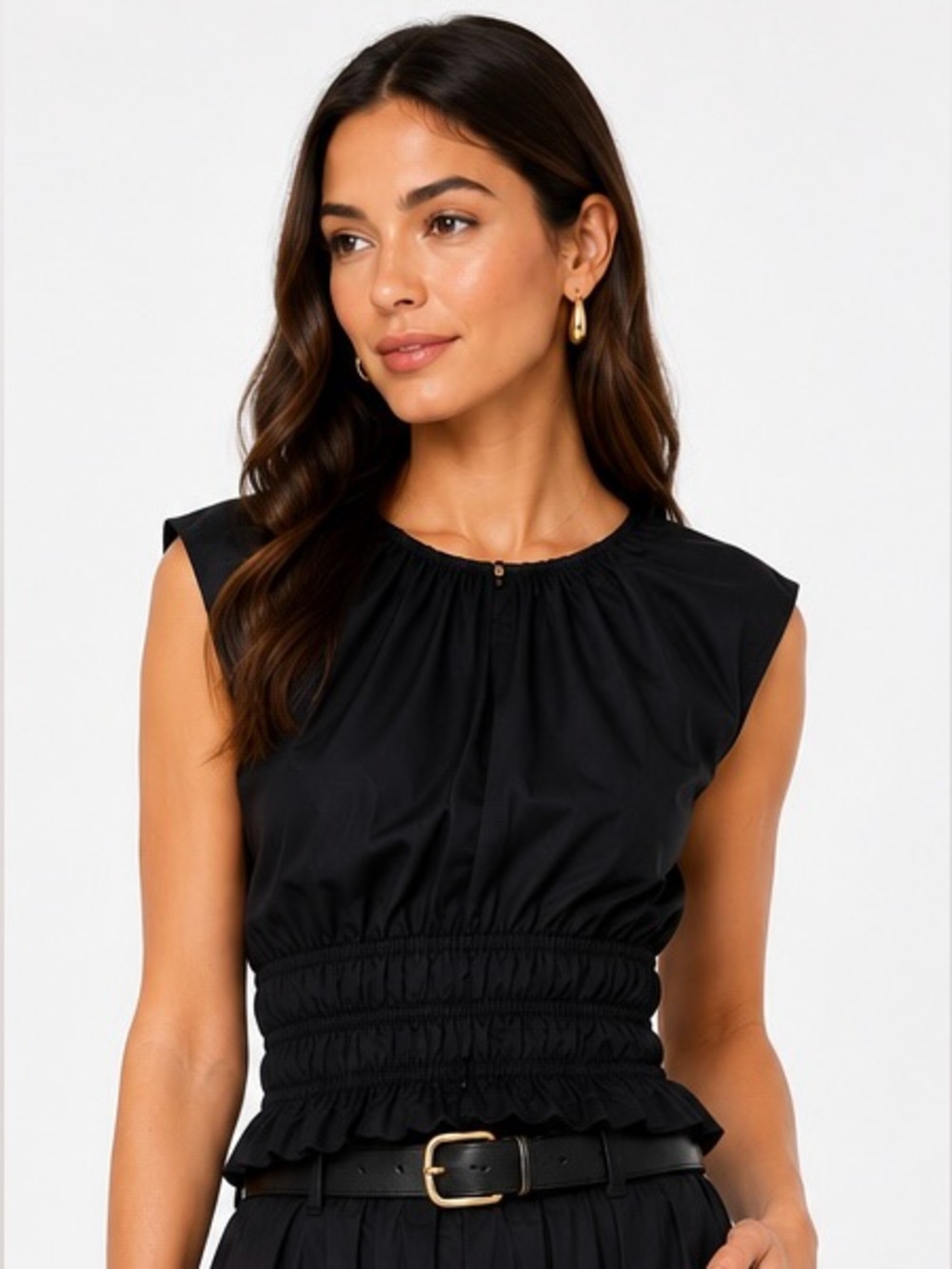 J.Crew Hyacinth top in cotton poplin in black